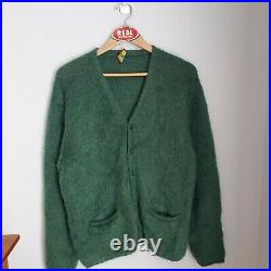 Vintage Regency Mohair Cardigan Cobain Sweater Grunge Fuzzy Men's Large Green