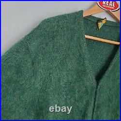 Vintage Regency Mohair Cardigan Cobain Sweater Grunge Fuzzy Men's Large Green