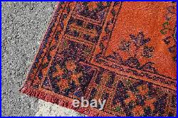 Vintage Rug, Turkish Rug, Large Carpet, Antique Rug, 54x128 inches Red Rug, 7697