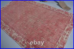 Vintage Rug, Turkish Rug, Large Carpet, Oushak Rug, 62x105 inches Pink Carpet, 1