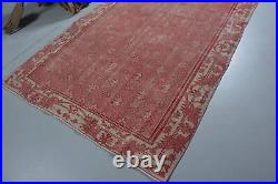 Vintage Rug, Turkish Rug, Large Carpet, Oushak Rug, 62x105 inches Pink Carpet, 1