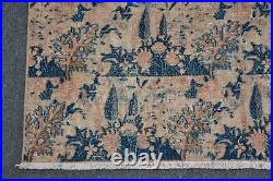 Vintage Rug, Turkish Rug, Large Rug, Oushak Carpet, 91x107 inches Blue Rugs, 116