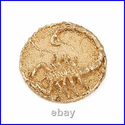Vintage Scorpion Medallion Pendant 14k Yellow Gold Large Zodiac Jewelry J Matuk