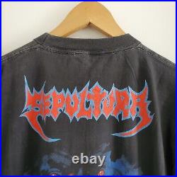 Vintage Sepultura Shirt Large Schizophrenia Band Soulfly Music Thrash Metal 1990