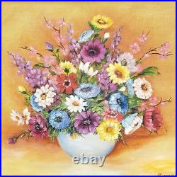 Vintage Signed Original Artwork Flower Oil Painting Floral Art Wall Decor