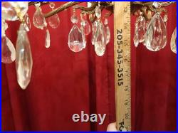 Vintage Spain French Empire Art Nouveau Brass Crystal 8 Arm Light Chandelier