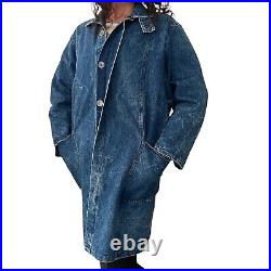 Vintage Strauss Denim coat women's Large Blue Vents Button Up Made In Australia