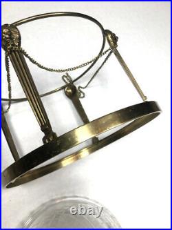 Vintage Stunning Glass Bowl Pedestal Stand Gold Claw Foot Chain Centerpiece