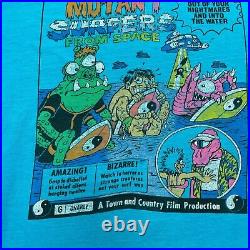 Vintage T & C Surf Designs T Shirt Adult Large Blue Mutants From Space 80s 90s