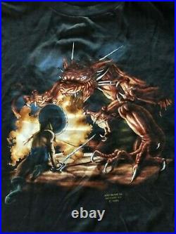 Vintage T Shirt Conan VS Dragon L 80s fantasy 3D Emblem 1988 Frank Frazetta