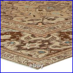 Vintage T a b r i z Blue and Light Brown Handwoven Wool Carpet BB5720
