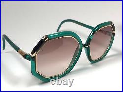 Vintage Ted Lapidus Jade Green & Gold Oversized 1970 France Sunglasses