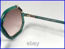 Vintage Ted Lapidus Jade Green & Gold Oversized 1970 France Sunglasses