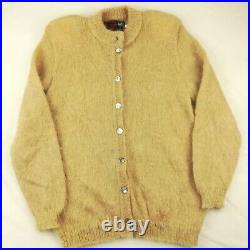 Vintage Timeless Handcrafts Womens Large Beige Tan Mohair Cardigan Sweater