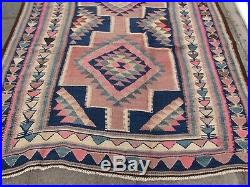 Vintage Traditional Hand Made Oriental Wool Pink Blue Large Kilim 326x188cm