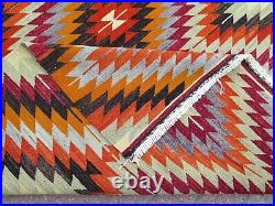 Vintage Turkish Kilim, Large Rug, Diamond Design Kelim Area Rugs 74x114 Carpet