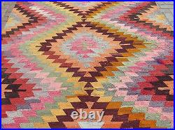 Vintage Turkish Kilim, Large Rug, Diamond Design Kelim Area Rugs 79x126 Carpet