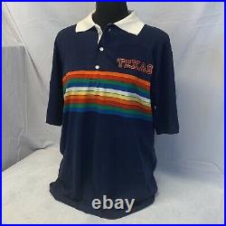 Vintage Velva Sheen UT University Of Texas Polo Shirt Rainbow Stripe Large