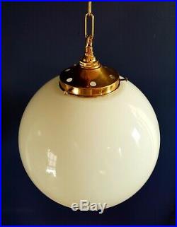Vintage Very Large 30cm Opaline Glass Globe Lights with galleries and hooks