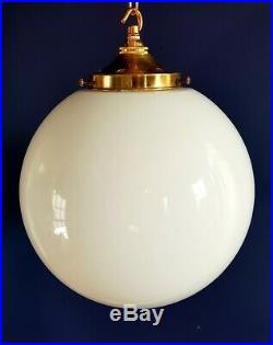Vintage Very Large 30cm Opaline Glass Globe Lights with galleries and hooks