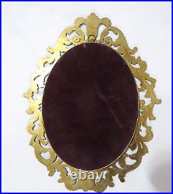 Vintage Victorian Italy Brass Frame Convex Glass Large 10 x 12.5 Oval