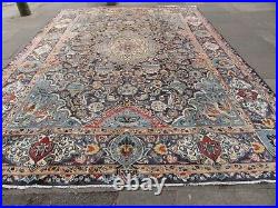 Vintage Worn Hand Made Traditional Oriental Wool Blue Large Carpet 398x292cm