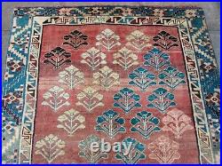 Vintage Worn Hand Made Traditional Oriental Wool Red Blue Large Rug 194x136m