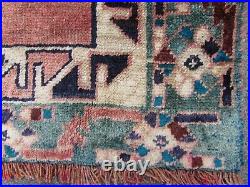 Vintage Worn Hand Made Traditional Oriental Wool Red Blue Large Rug 194x136m