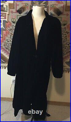 Vintage Yves Saint Laurent Rive Gauche Long Velvet Coat Black 42 Large