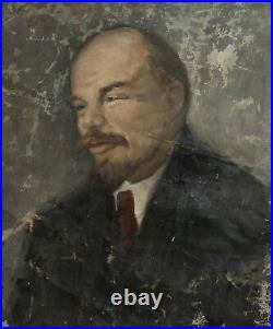 Vintage large oil painting portrait Vladimir Ilyich Lenin