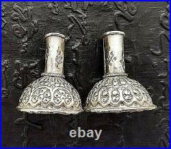 Vintage or antique large bead caps Nepal Tibet Repousse silver