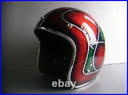 Vintage style motorcycle helmet with metal flake