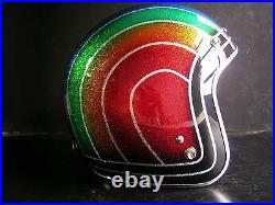 Vintage style motorcycle helmet with metal flake