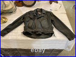 Vtg 1980s JOE ROCKET perfecto biker motorcycle brown mens leather jacket sz Larg