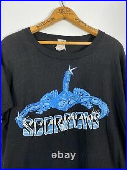 Vtg 70s 80s Scorpions T-shirt Tour Concert Band Tee Sz L Lovedrive