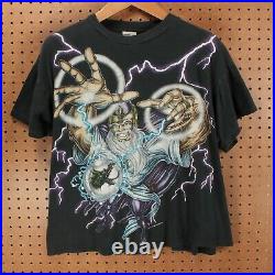 Vtg 80s 90s single stitch t-shirt LARGE american thunder wizard faded kanye