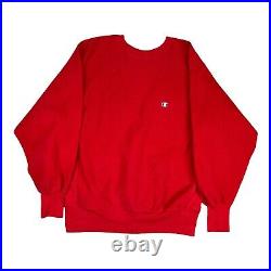 Vtg 90s Champion Reverse Weave Crewneck Sweatshirt Large USA Red Blank Basic