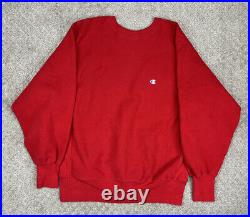 Vtg 90s Champion Reverse Weave Crewneck Sweatshirt Large USA Red Blank Basic