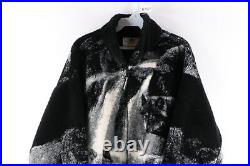 Vtg 90s Streetwear Mens Large Deep Pile Fleece Wolf Nature Full Zip Jacket USA