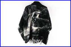 Vtg 90s Streetwear Mens Large Deep Pile Fleece Wolf Nature Full Zip Jacket USA