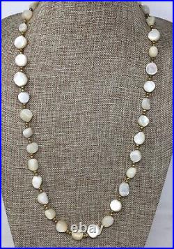 Vtg/Antique Balamuti Mother of Pearl Beaded Necklace Ukrainian Large Pearls 30
