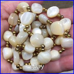 Vtg/Antique Balamuti Mother of Pearl Beaded Necklace Ukrainian Large Pearls 30