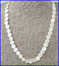 Vtg/Antique Balamuti Pearl Necklace Mother of Pearl Large Disc Beads 22 Length