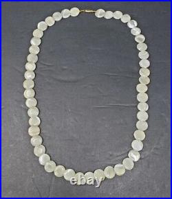 Vtg/Antique Balamuti Pearl Necklace Mother of Pearl Large Disc Beads 22 Length