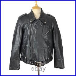 Vtg Brooks Gold Label Black Leather Motorcycle Jacket Size L/XL