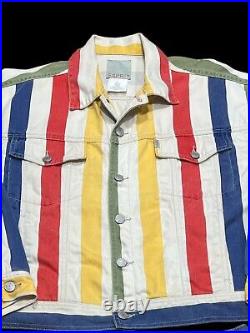Vtg Esprit-Jacket/Shorts set-Colored Striped Denim-Sz L