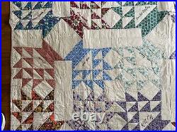 Vtg Friendship Quilt Colorful Flower Basket (with Names) Hand Quilted 80x 92