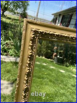 Vtg ORNATE Antique BUFFET Full LARGE Beveled Mirror Barbola Wood Gold Frame
