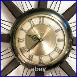 Vtg SUNBURST STARBURST CLOCK UNITED Mid Century Mcm Metal Antique 60's Large