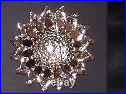 Vtg White Crystal Rhinestone Brooch Large Early Pin Antique Mid Century